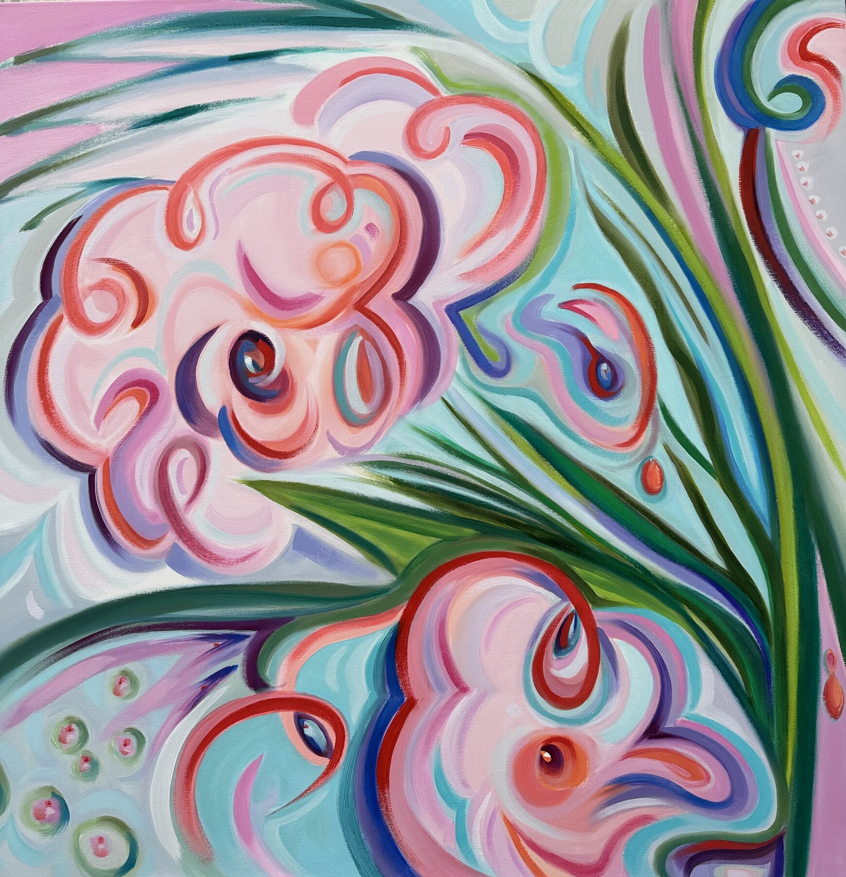Floral Ribbons, oil painting by Gayle Merrill