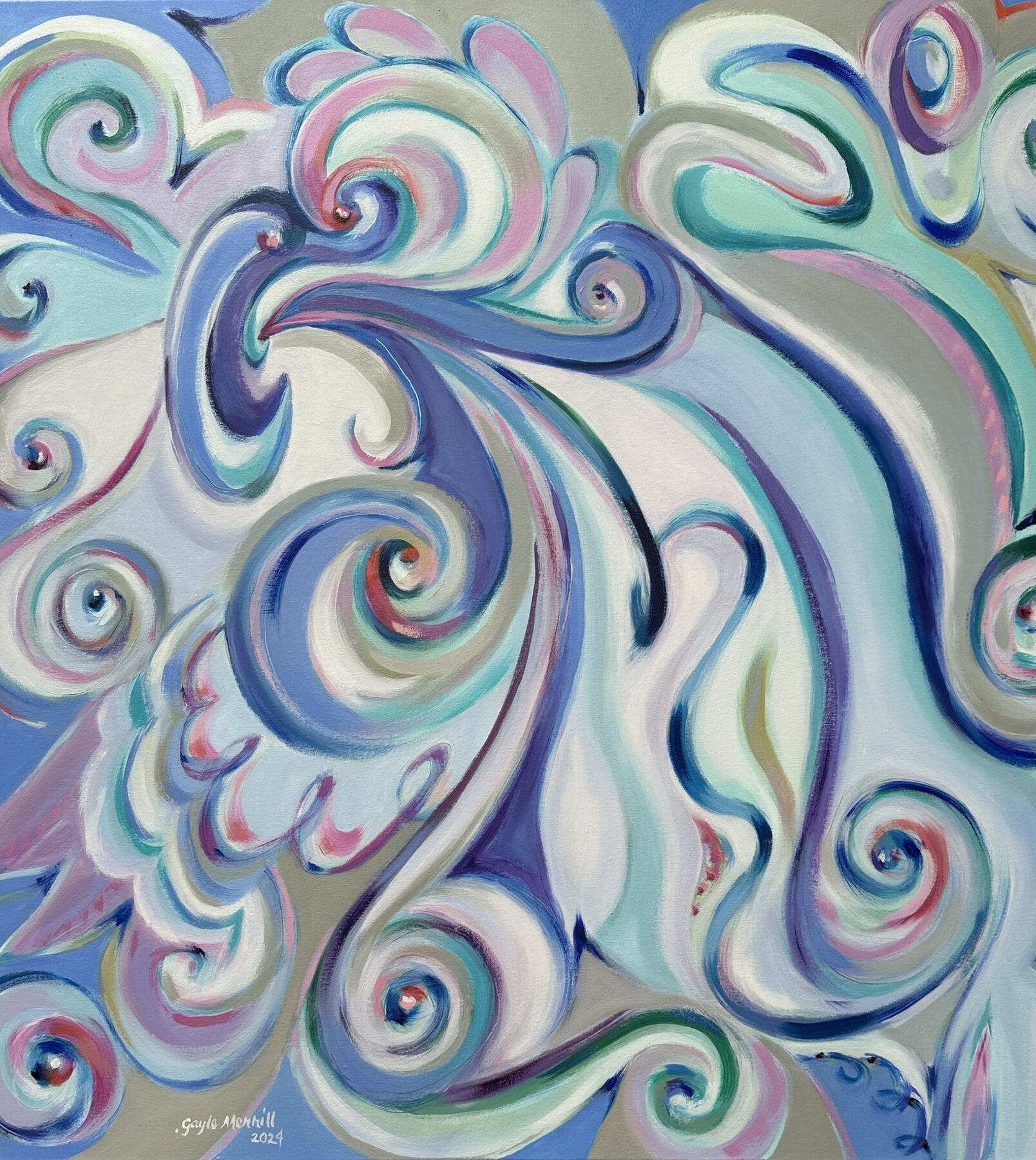 Waterfall Ribbons, oil painting by Gayle Merrill