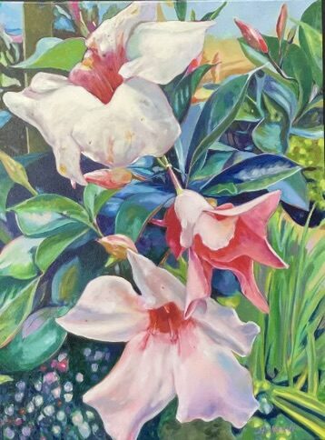 Pink Parasol, oil painting by Gayle Merrill