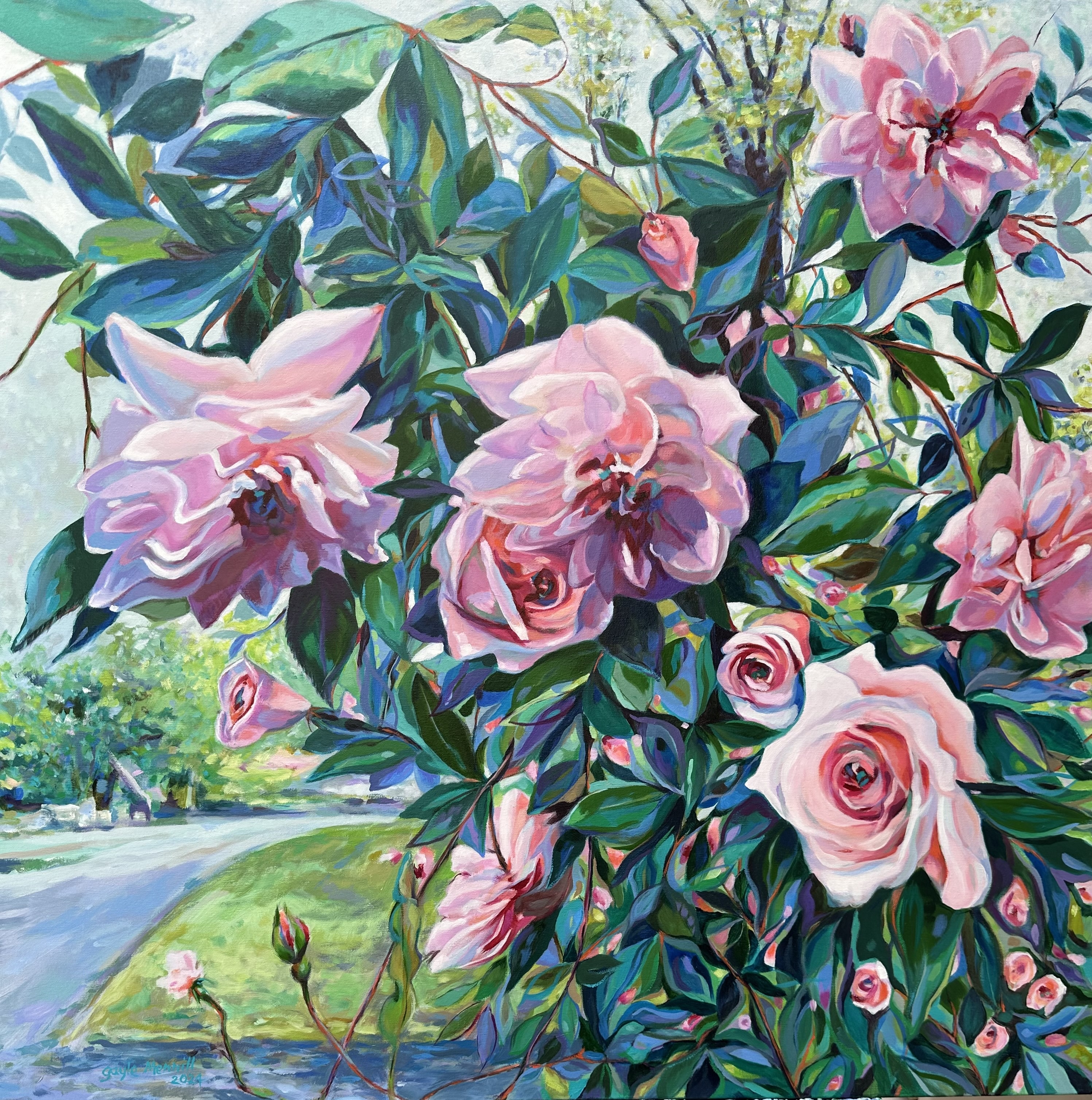 Pink Roses on Road