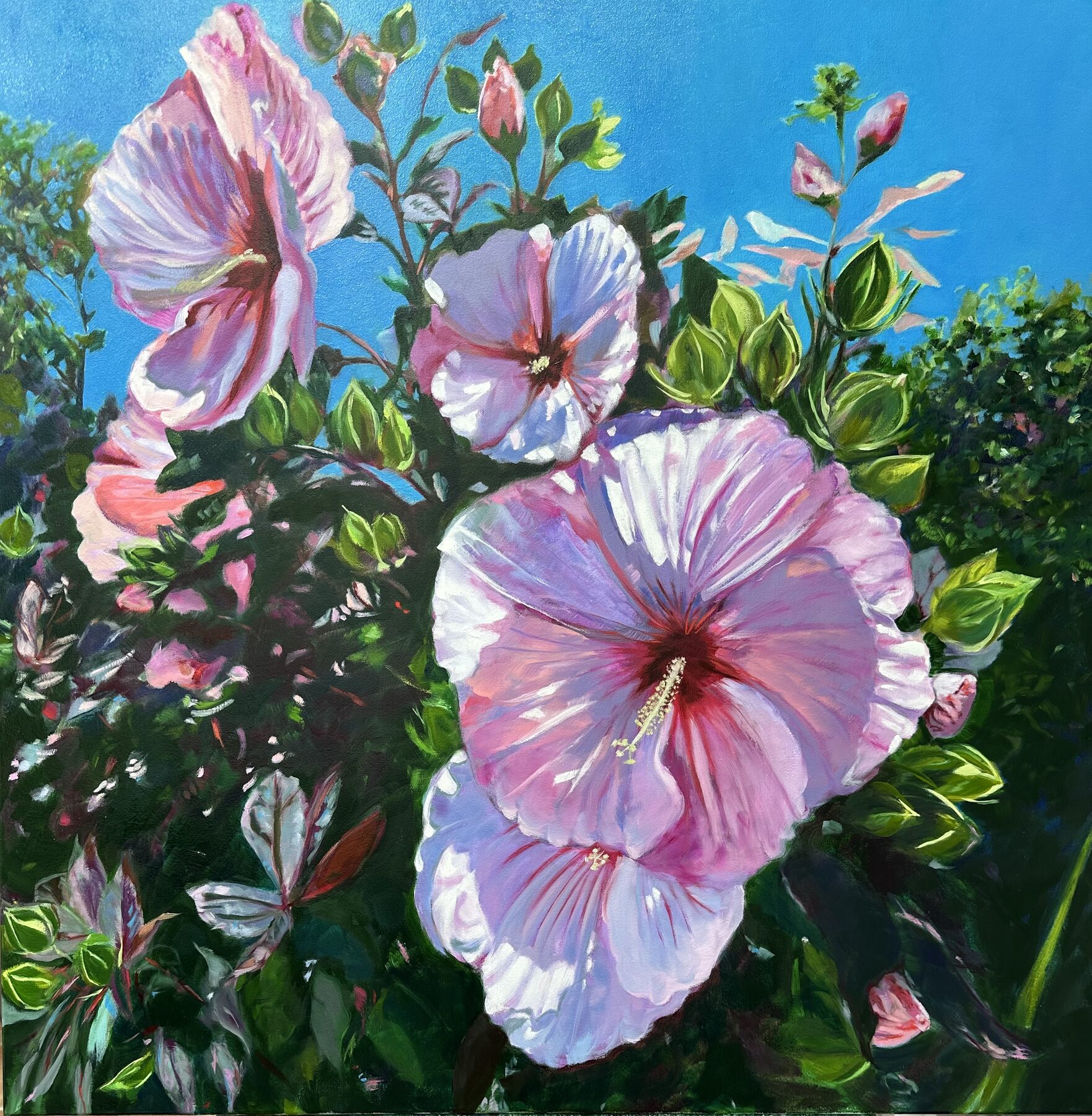 Hibiscus Starry Starry Night, oil painting by Gayle Merrill