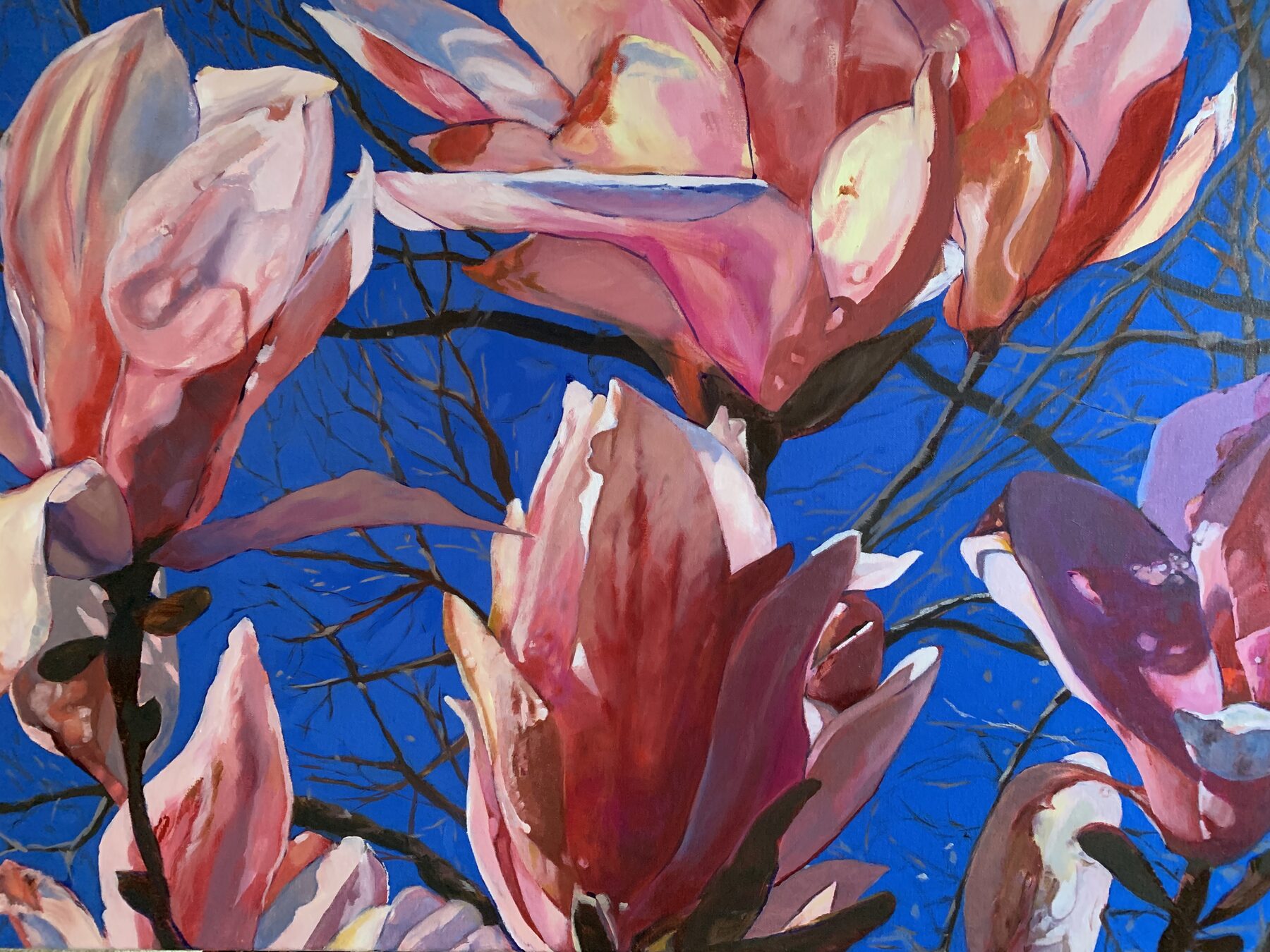 Tulip Tree on Cobalt Sky, oil painting by Gayle Merrill