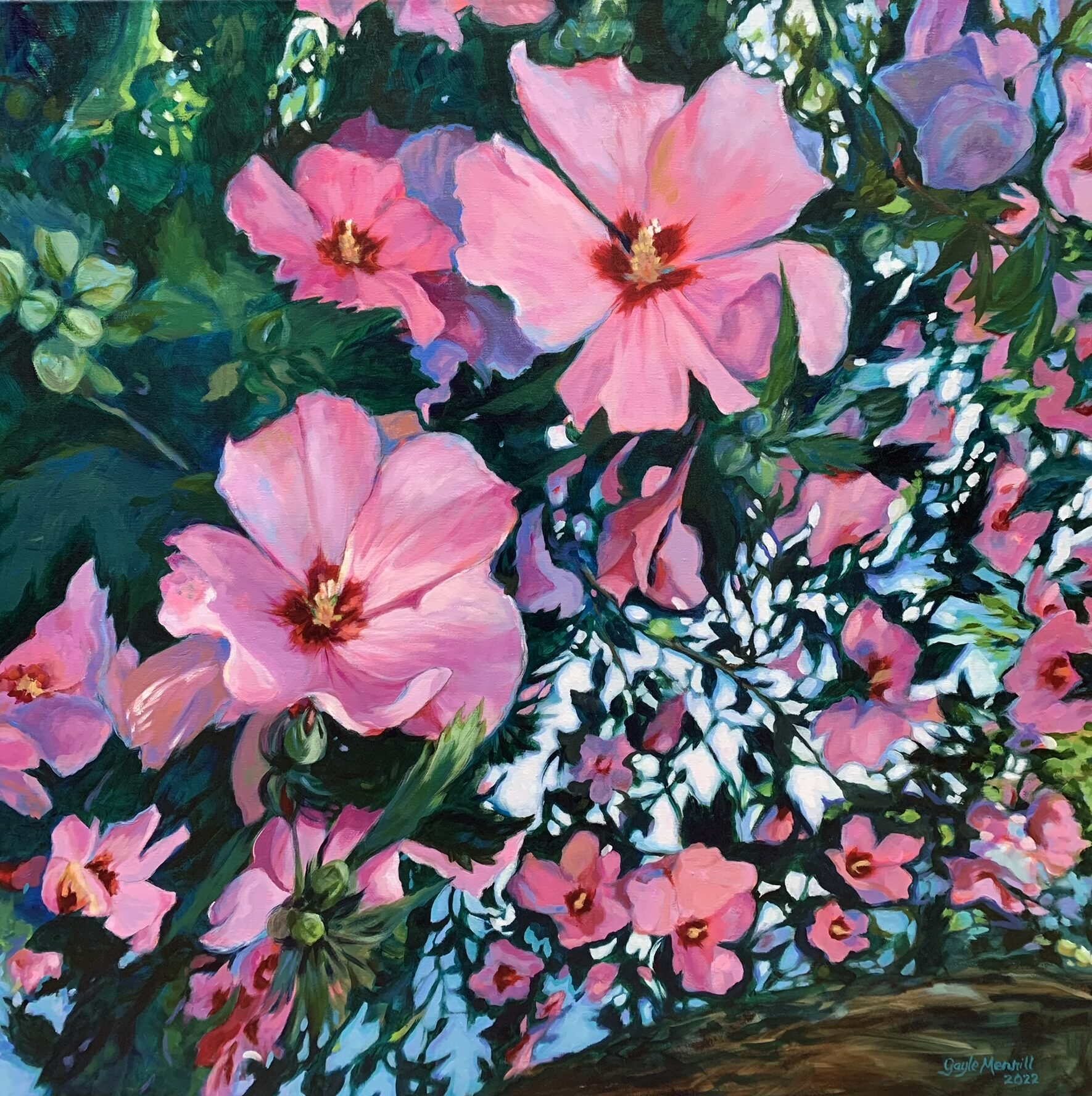 Rose of Sharon, oil painting by Gayle Merrill