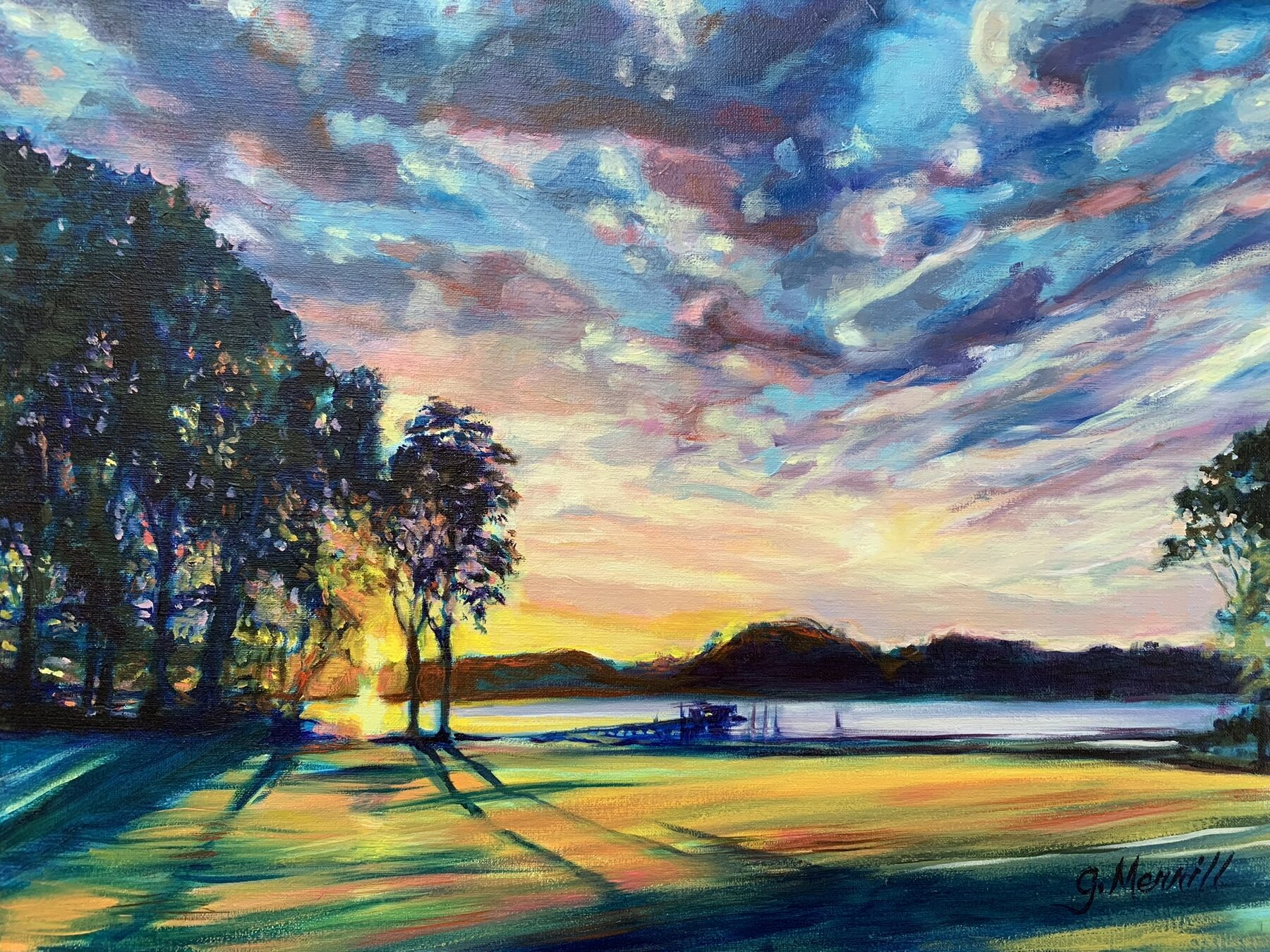Sunrise North River, oil painting by Gayle Merrill