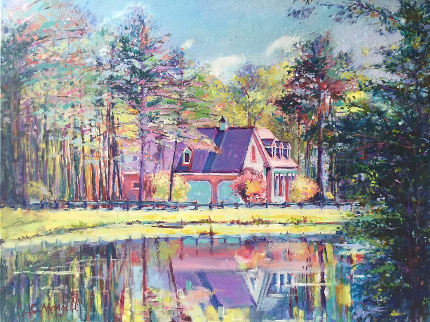 Dorothy Fagan's Pond, oil painting by Gayle Merrill