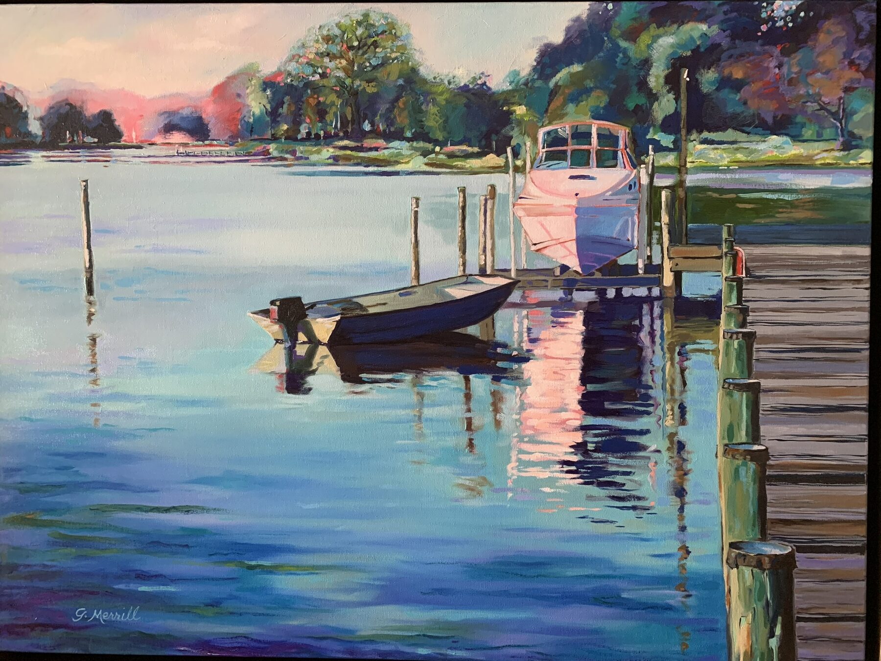 Two Brothers Boats, oil painting by Gayle Merrill