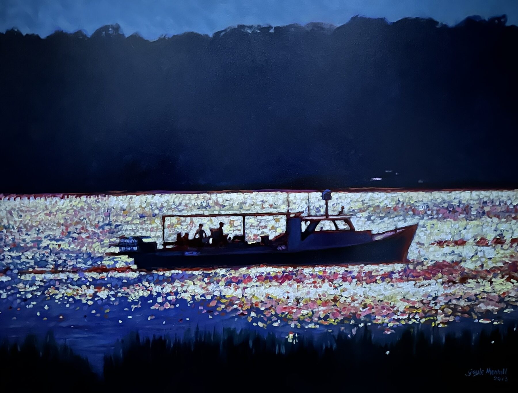 Sunrise Crabbing, oil painting by Gayle Merrill