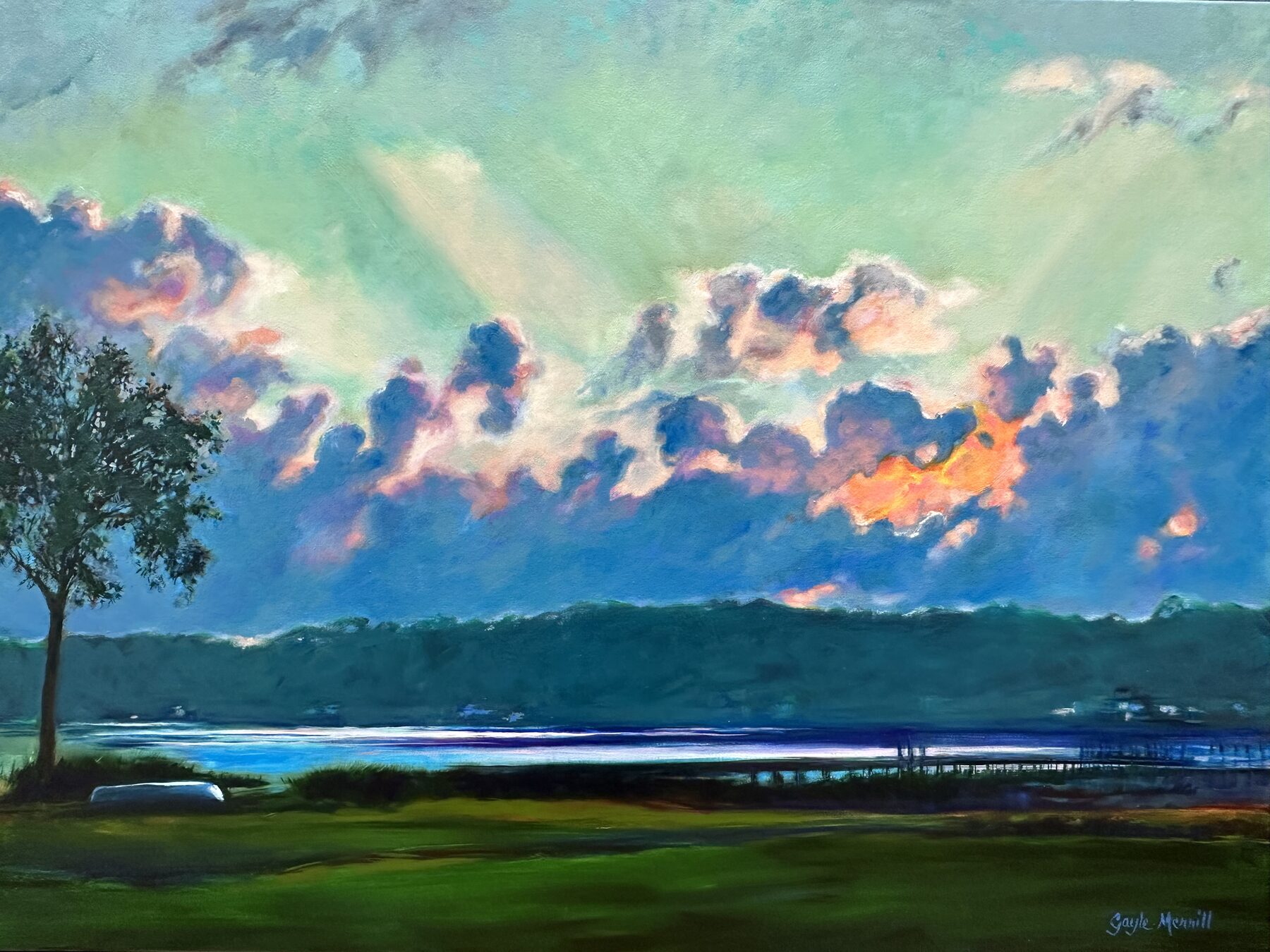 Softly Waking on the North River, oil painting by Gayle Merrill